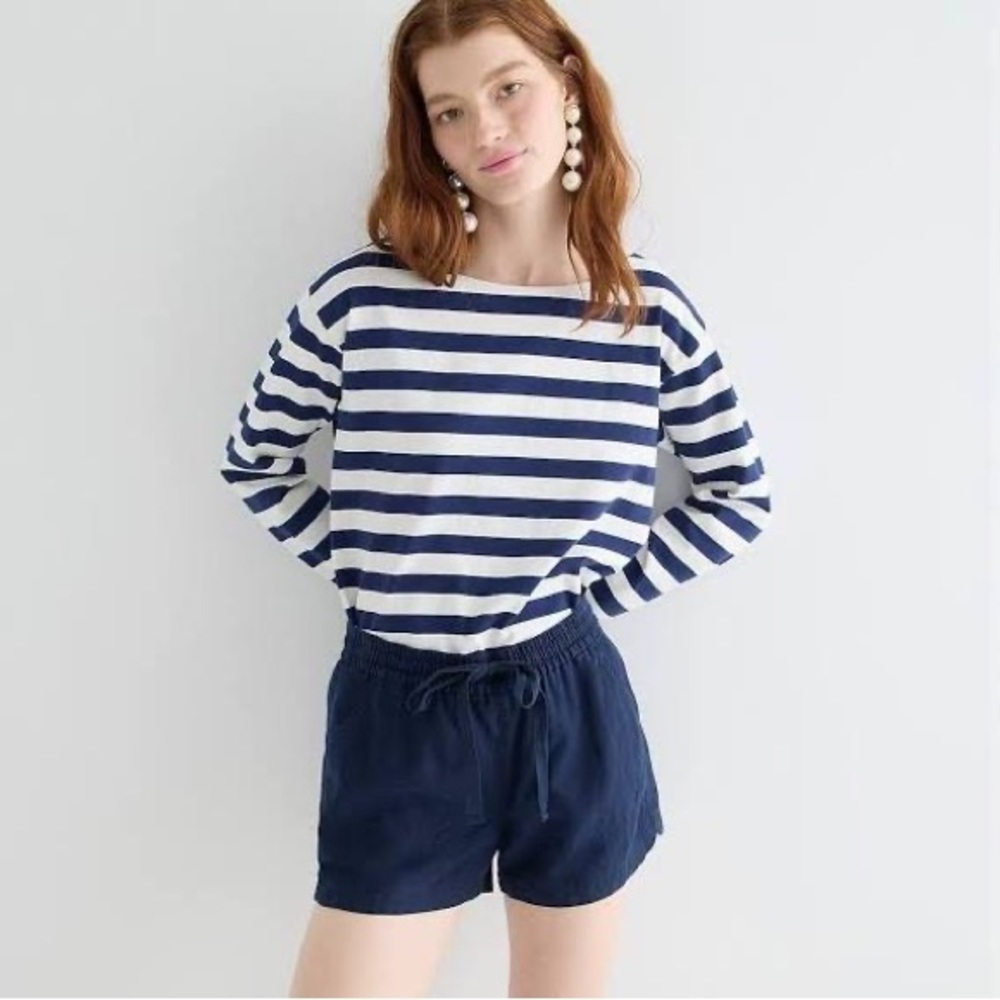 J. Crew Seaside Short in Linen Blend Navy Shorts